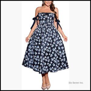 Plus Size Corset Maxi Dress with Lace Up Back and Flared A-Line Skirt